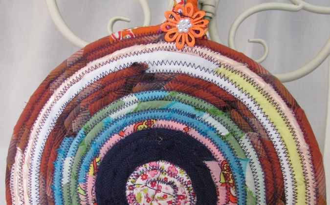 large image of art item: decor – potholder flower orange red white blue