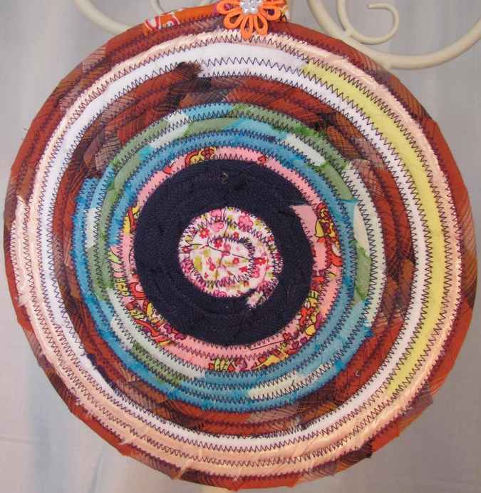 large image of art item: decor – potholder flower orange red white blue