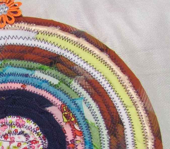large image of art item: decor – potholder flower orange red white blue