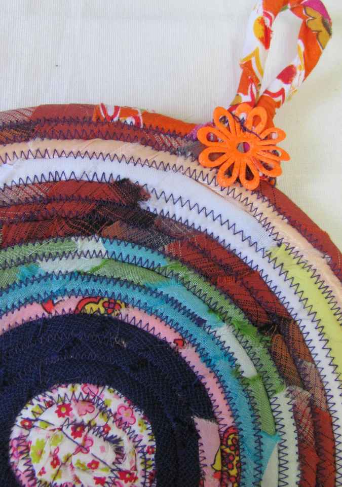large image of art item: decor – potholder flower orange red white blue