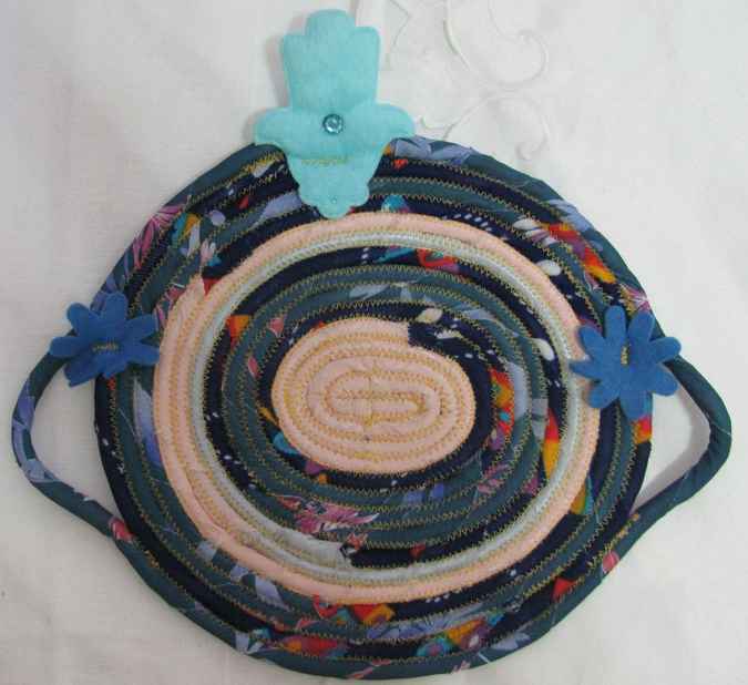 large image of art item: decor – potholder hamsa cyan blue white