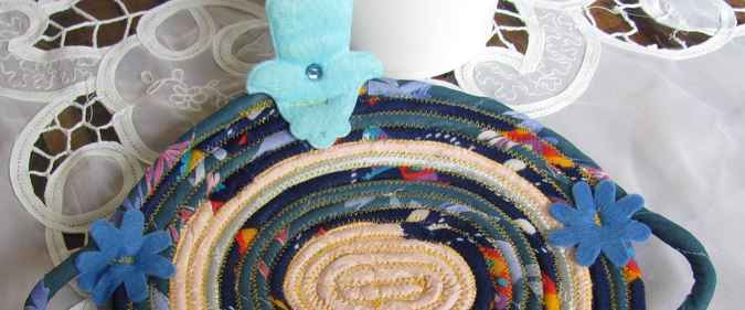large image of art item: decor – potholder hamsa cyan blue white