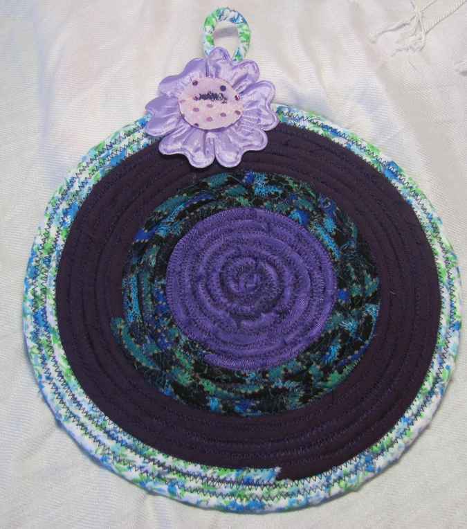 large image of art item: decor – potholder purple with violet flower