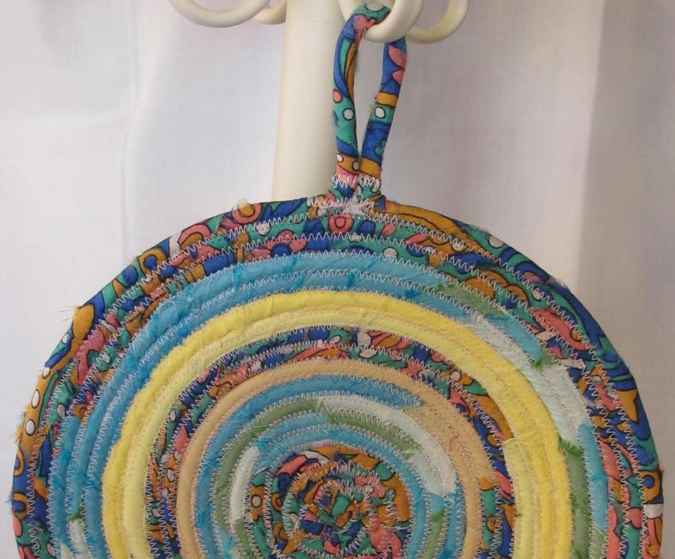 large image of art item: decor – potholder star yellow cyan orange
