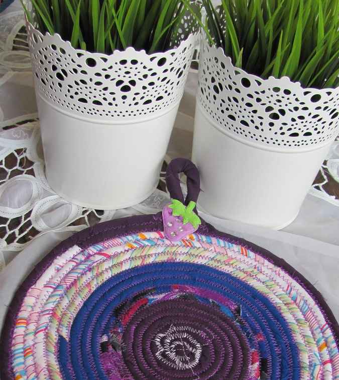 large image of art item: decor – potholder strawberry purple pink