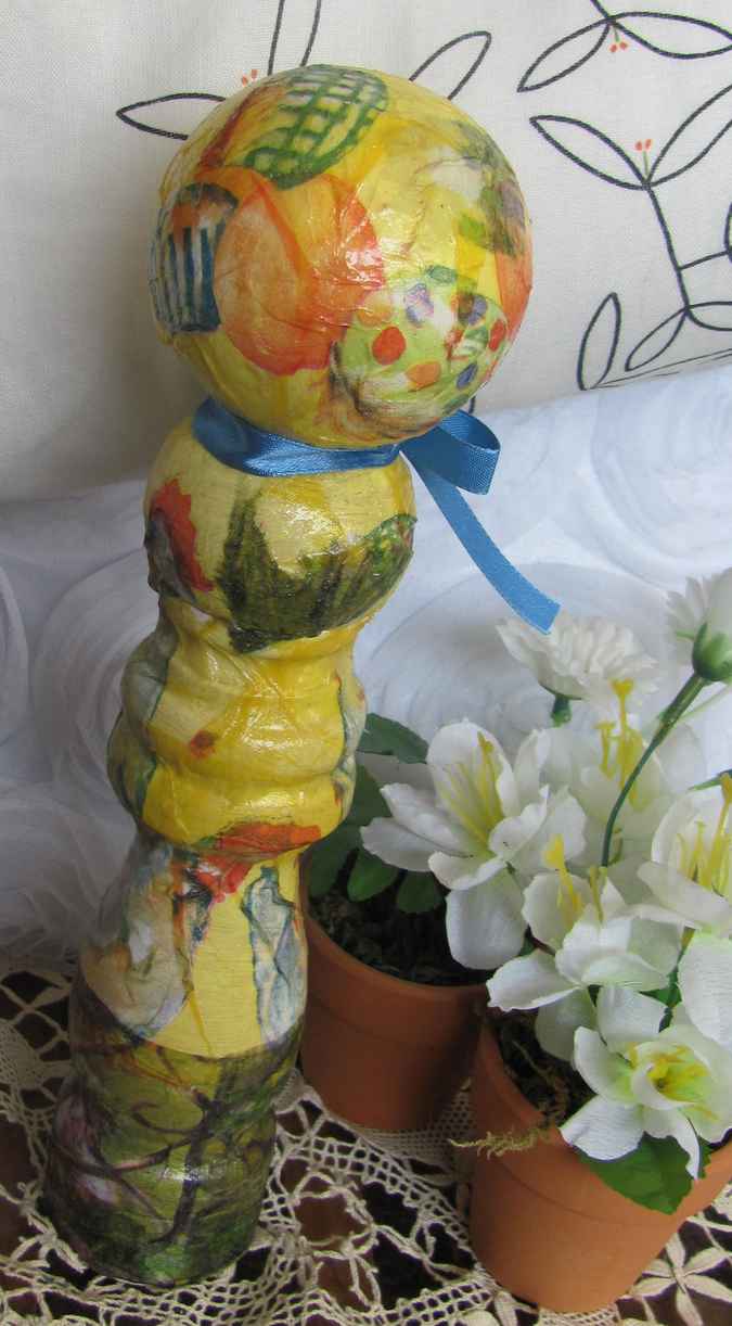 large image of art item: decor – flask yellow ribbon