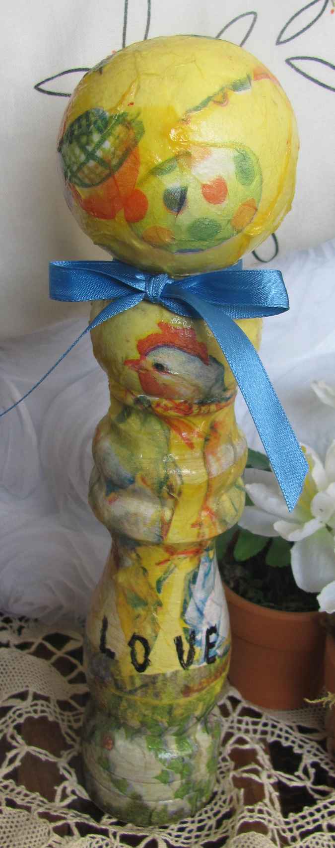 large image of art item: decor – flask yellow ribbon