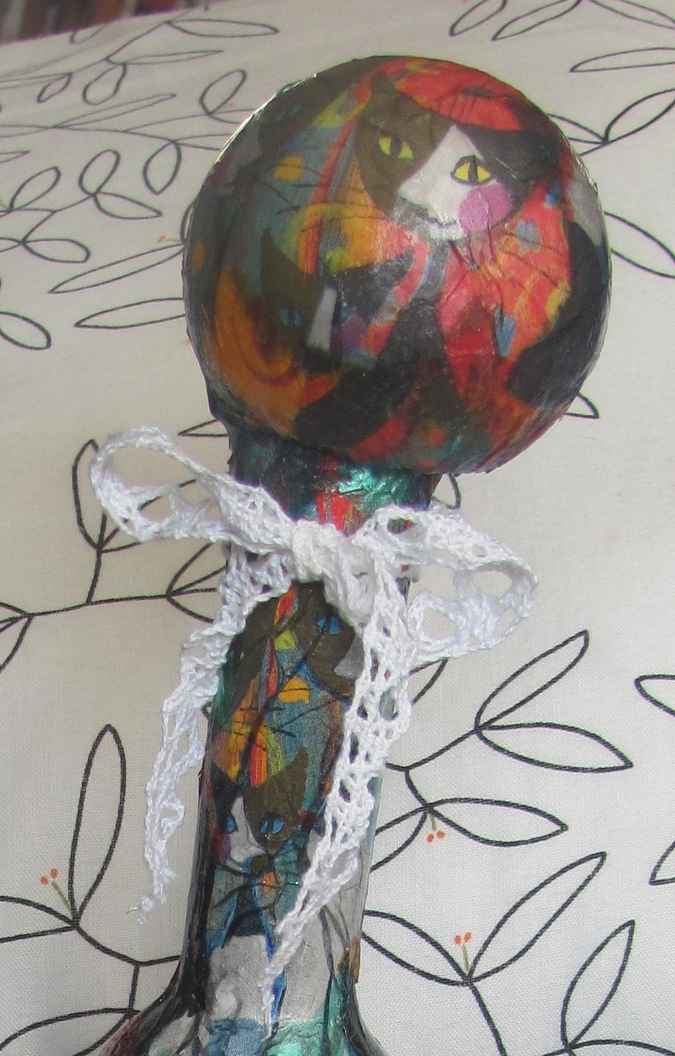 large image of art item: decor – flask black white sphere