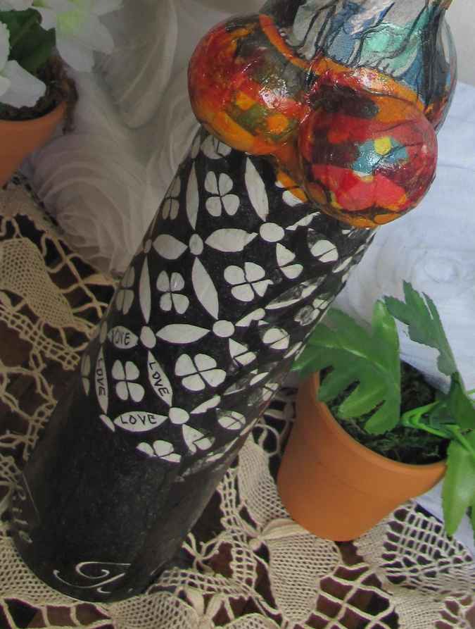 large image of art item: decor – flask black white sphere