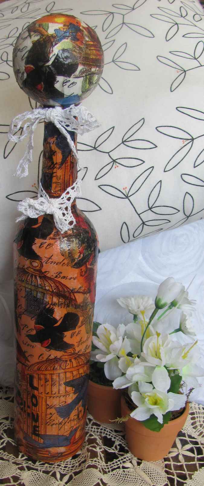 large image of art item: decor – flask orange sphere