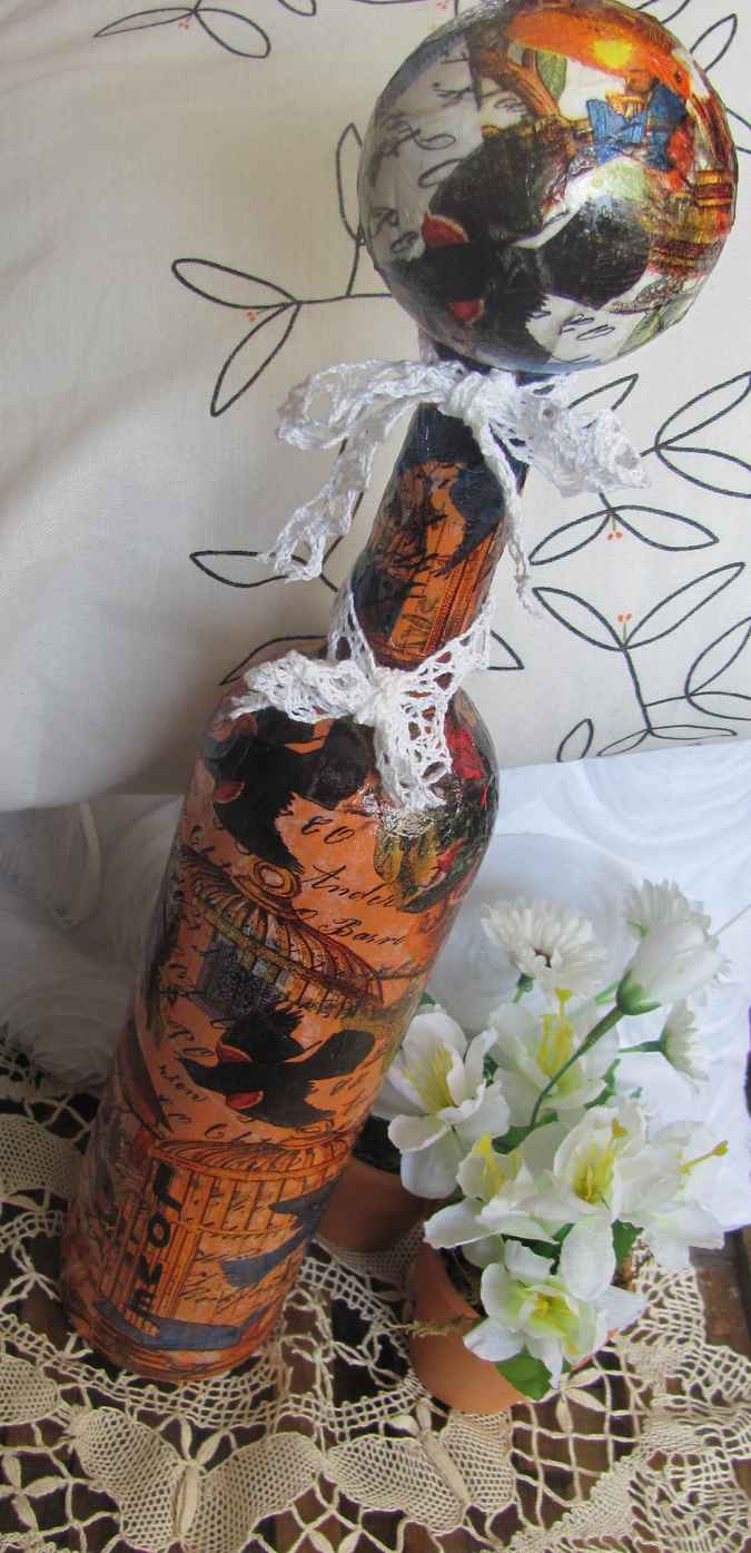 large image of art item: decor – flask orange sphere
