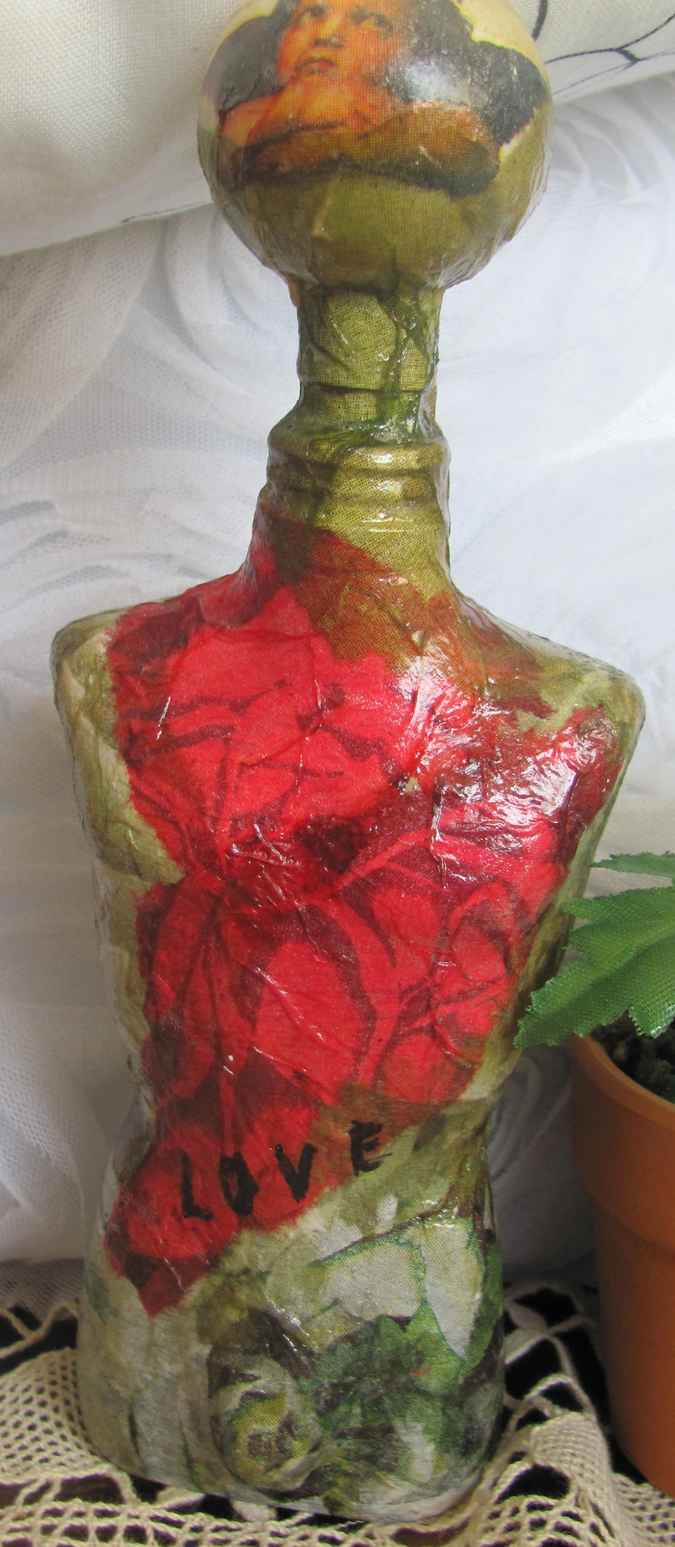large image of art item: decor – flask red green sphere