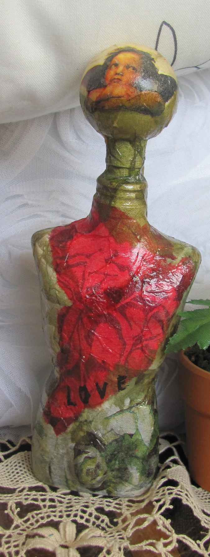 large image of art item: decor – flask red green sphere