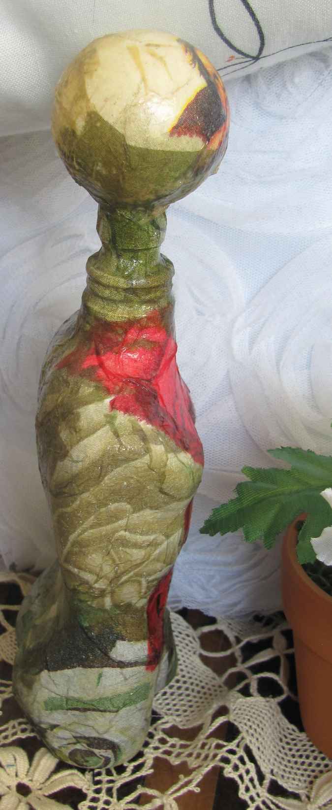 large image of art item: decor – flask red green sphere