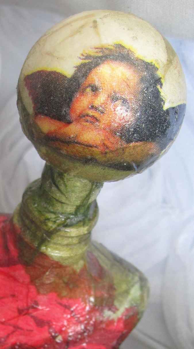 large image of art item: decor – flask red green sphere