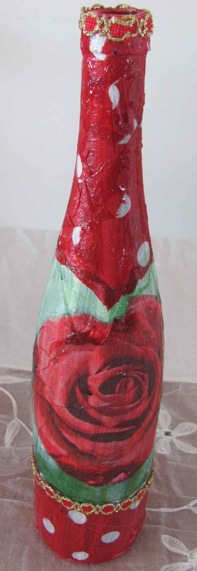 large image of art item: decor – flask red rose long