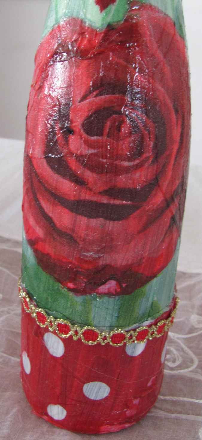 large image of art item: decor – flask red rose long