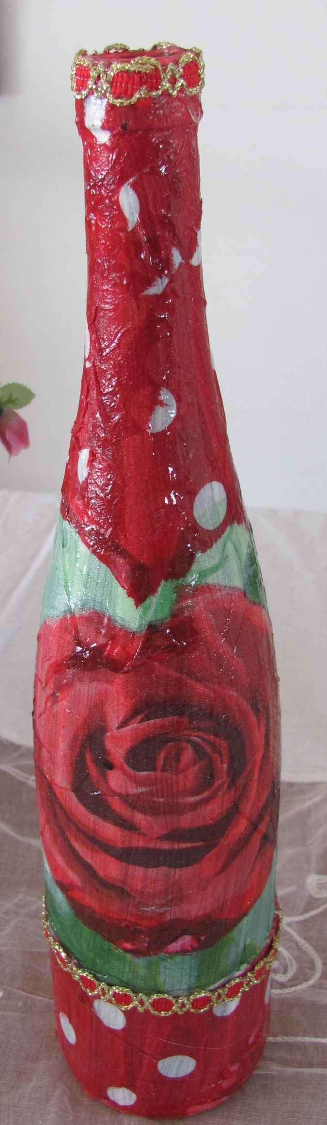 large image of art item: decor – flask red rose long