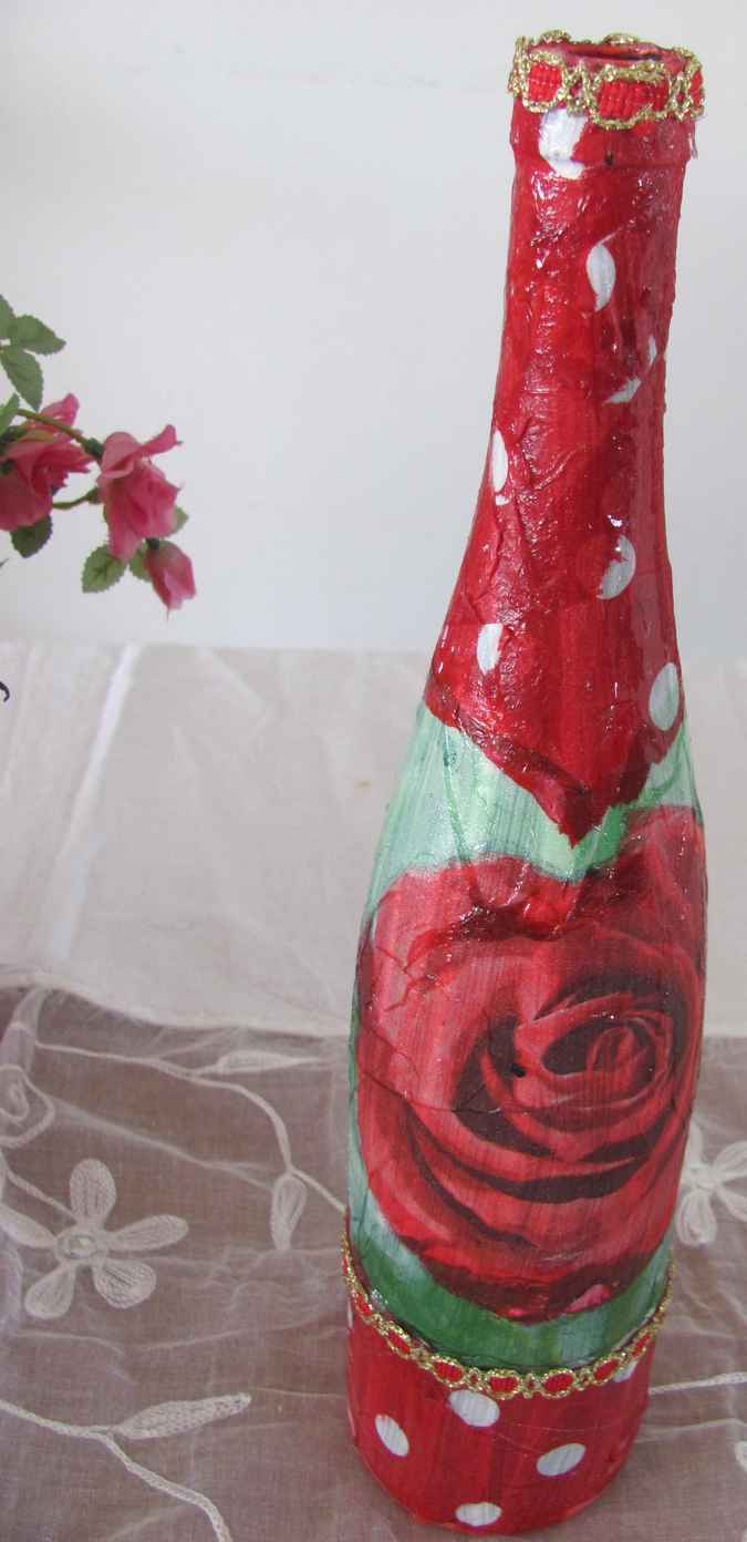 large image of art item: decor – flask red rose long