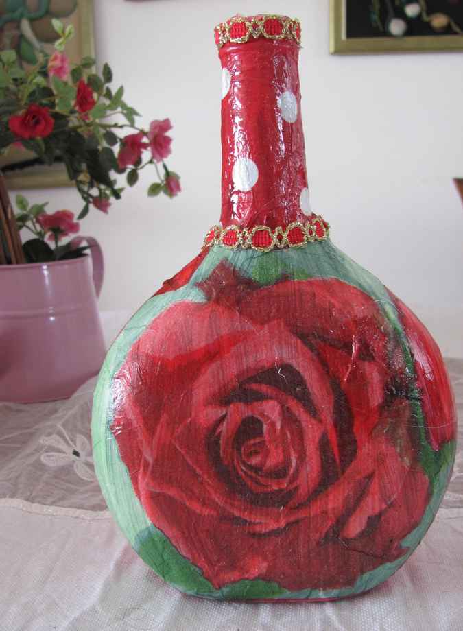 large image of art item: decor – flask red rose wide