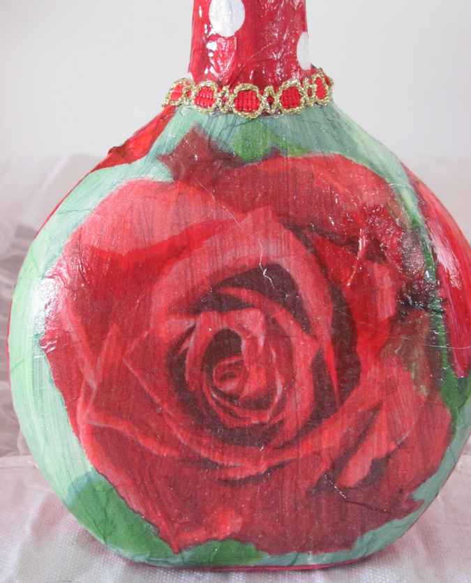 large image of art item: decor – flask red rose wide