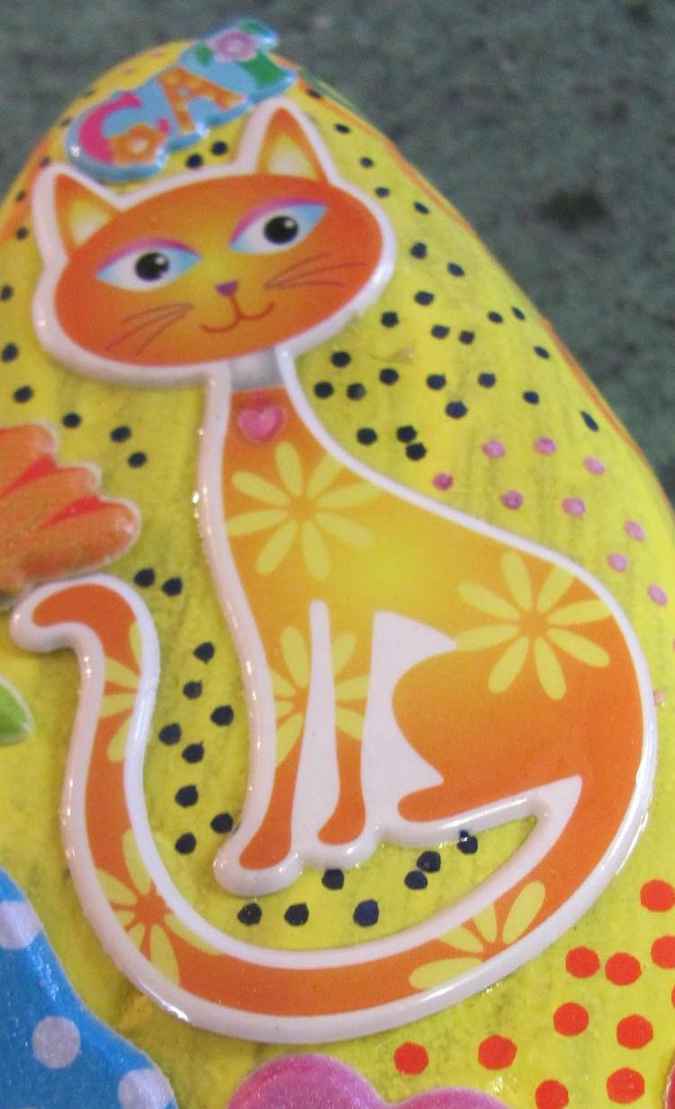 large image of art item: decor – stone yellow cat