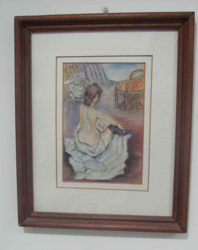 large image of art item: decor – picture woman sits